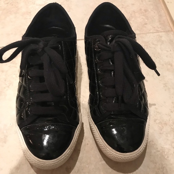 womens black patent leather tennis shoes
